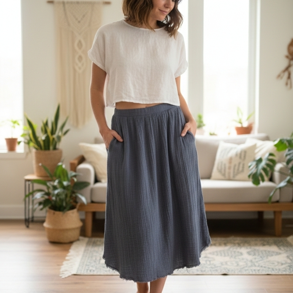 Chic Gray Midi Skirt